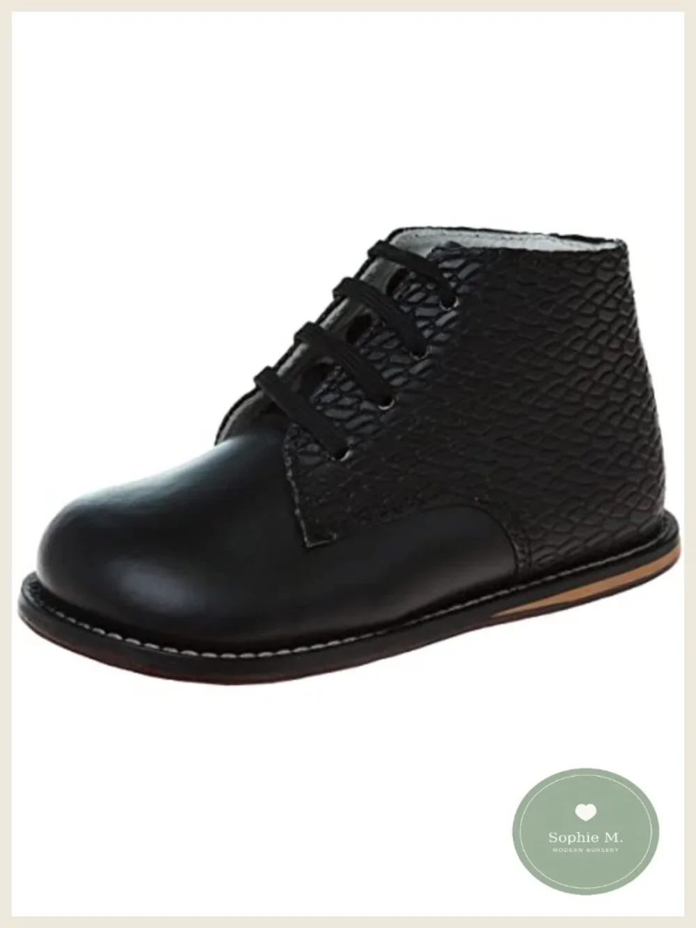 Leather Baby Walking Shoes First Walker Lace Up Hard Bottom Boots